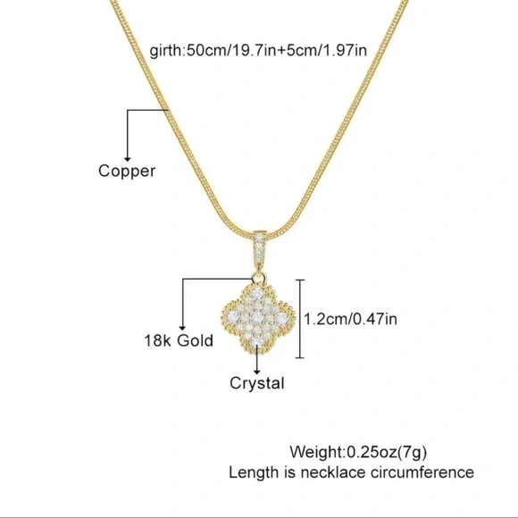 14K Gold Plated Crystal Flower Pendant Necklace - Picture 5 of 7
